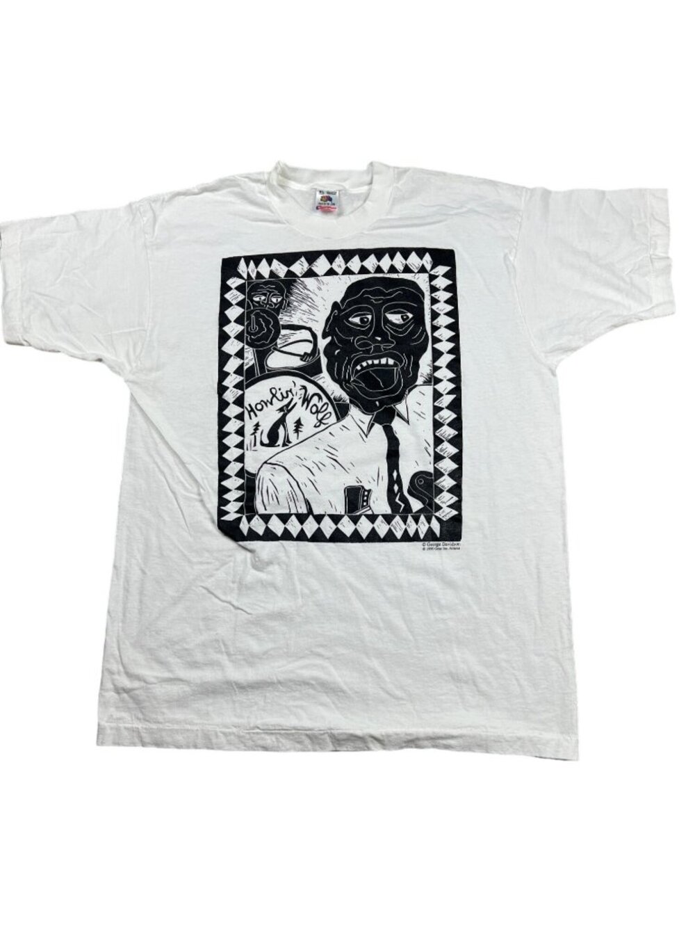90s Howlin' Wolf George "Dak Maverick" Davidson Art Print Promo Tee. XL